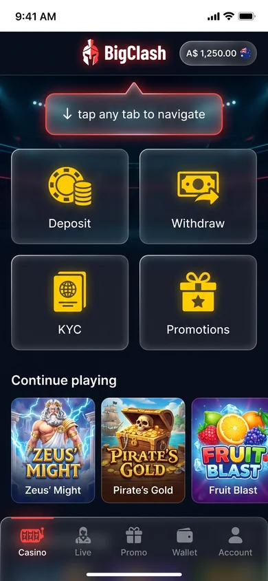 Using the BigClash app — login & navigation – BigClash