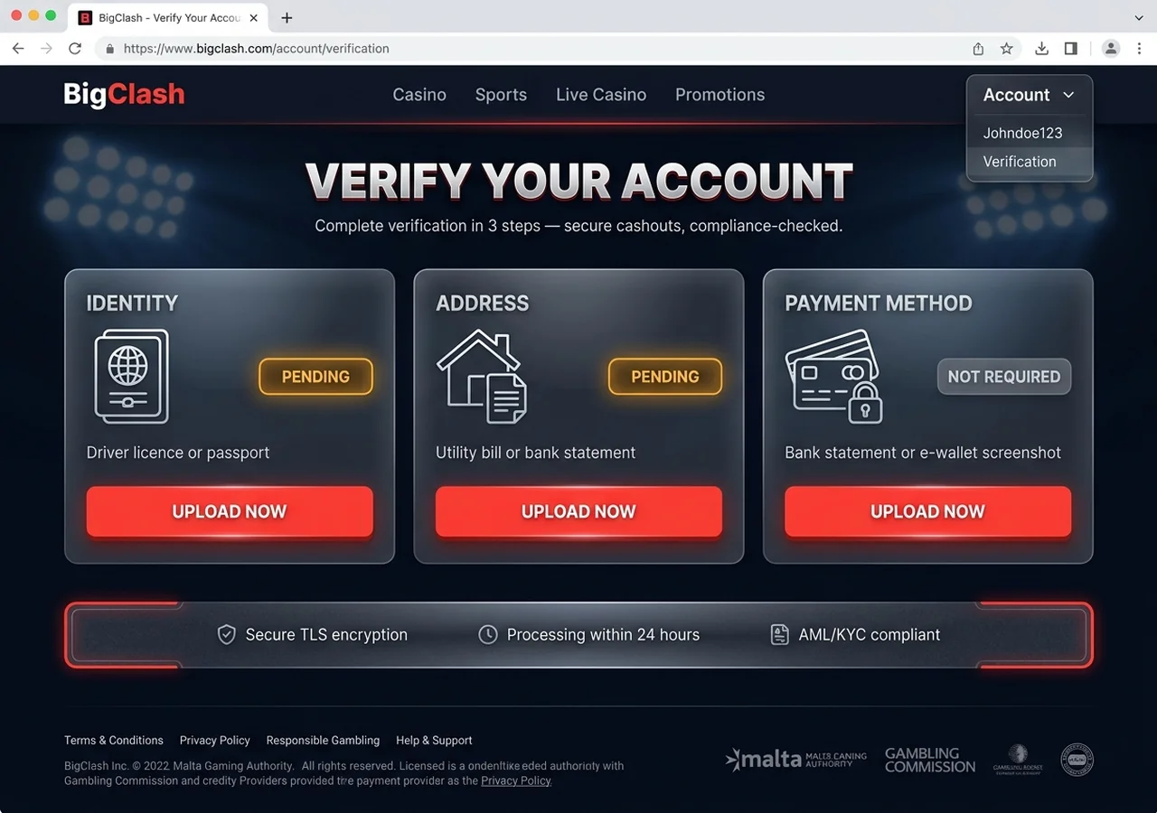 Account verification (KYC) – BigClash